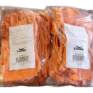 CONDOR 48UP35 Chemical Resistant Gloves , Size 11 Orange 12pack (X2) 24 Pairs